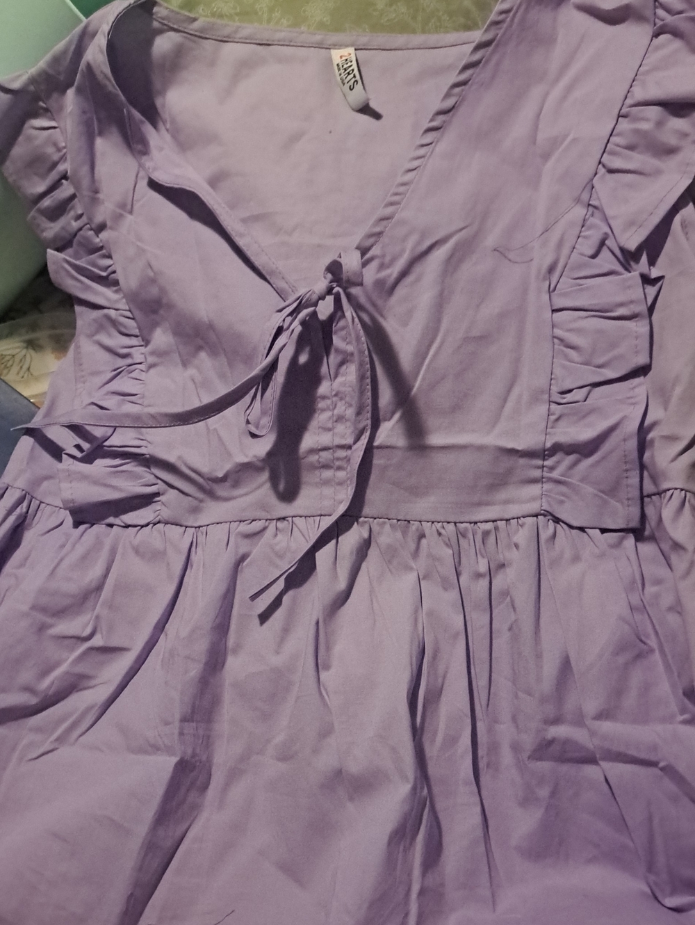 Lavender Ruffle Tie-Front Top